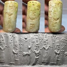 Antique Old Jade Stone Near Eastern Sassanian Intaglio Seal Bead picture