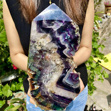 4.67LB Natural Rainbow Fluorite Obelisk Quartz Crystal Wand Tower Point Healing picture