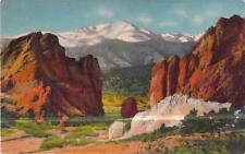 Pikes Peak Elv. 14,110 ft. & Gatway of the Garden of the Gods CO.Unused Postcard picture