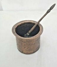1850's Old Vintage Antique Brass Fine Engraved Ganga Jal Pot With Spoon picture