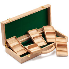 500 Count Premium Casino Round Solid Wood Poker Chip Case  - Oak picture