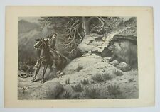 Antique 1874 Engraving Print A Bare Chance by W.M. Cary Aldine Western & Indian picture