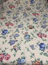 Vintage Shabby Granny Flat Sheet King Blue Rose Floral Cotton Hydrangea Springs picture