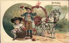PFB Serie 7697 Children with Pony Cart c1910 Vintage Postcard picture