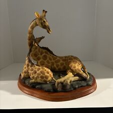 Safari Decor Giraffe Mother And Calf Figurine Wood Base picture