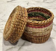 Vintage Handcrafted Mini-basket Ethnicity Cultural Colorful Basket Woven picture