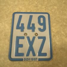 1997 Germany Moped License Plate.  🇩🇪 Vintage German Scooter 🛵 Tag # 449 EXZ picture