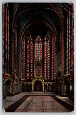 Postcard France Paris c1910 Cathedral Stained Glass Interior 4F picture