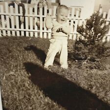 (AnH) Vintage Original FOUND Photo Photograph Baby Boy Shadow Photographer  picture