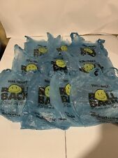 Vintage 2001 Walmart Blue Roll Back  Smiley Face Plastic Shopping Bags Lot Of 10 picture
