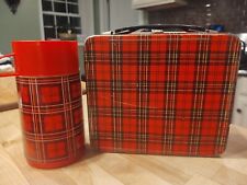 60's - 70's era Plaid Checkered Metal Vintage Aladdin Lunchbox with Thermos picture