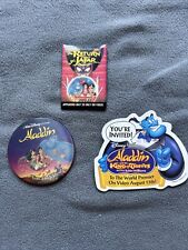 Vintage 90’s Disney Aladdin Pin Back Button Princess Jasmine Genie Aladdin picture