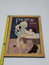 Pears Soap Advertising Vintage Poster Inspired Hand Made Framed Needlepoint OOAK picture