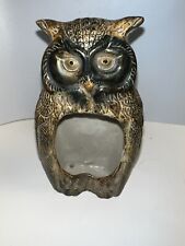 Vintage Retro Ceramic Owl Pottery Match Holder Great Horned Owl Brown picture