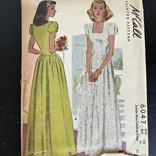 Vintage 1940s McCall 6047 Basque Waist Evening Prom Dress Sewing Pattern 18 CUT picture