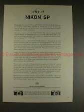 1958 Nikon SP Camera Ad - Why A Nikon SP?, NICE picture