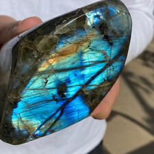 740g Natural Labradorite Quartz Crystal Polished Palm Stone Specimen Healing picture
