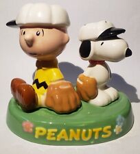 Westland Snoopy Charlie Brown Baseball Pottery Salt And Pepper Shaker Figurines  picture