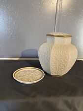 Vintage Lenox Arabesque Ginger Jar with Lid 24K Gold Trim And Trinket Dish picture