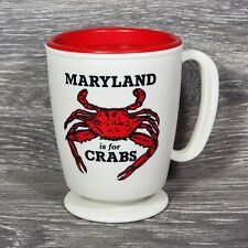 Vintage Maryland Is For Crabs Plastic Travel Coffee Mug Cup w/ Whirley 12 Oz picture