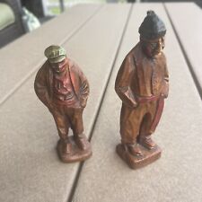 Vintage Pair Composite Figurines Old Man / Hobo - Syroco Possibly picture