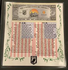 Patriotic Vietnam POW/MIA PTSD awareness poem and million dollar bill picture