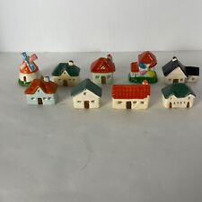 9 Miniture Ceramic European Village Houses Fairy Garden Christmas Hand Painted picture