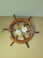 VTG.Wooden Ships Wheel Quartz Wall Clock Nautical,24