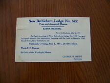 New Bethlehem Pennsylvania PA New Bethlehem Lodge Free Mason 522 Masonic 1951 picture