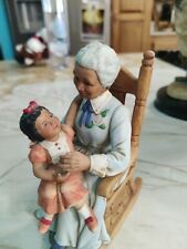 Vintage Homco Figurine Grandma Grandkids Rocking Chair Black Americana 1451 picture