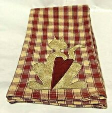 NEW, Dunroven House, dishtowel, Primitive pattern, Cat with heart design  picture