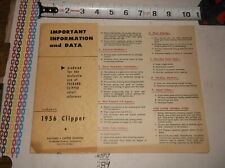 1956 PACKARD CLIPPER IMPORTANT INFORMATION & DATA BROCHURE / ORIGINAL picture