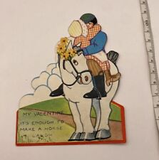 Antique Valentine Card Vintage USA America Standee Horse 1920s picture