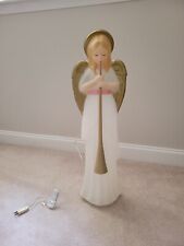 Vintage TPI Lighted Blow Mold Angel with Gold Horn Christmas Nativity 34” picture
