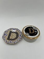 Anthropology Monograms “D” Trinket Dish With Lid And Trinket Dish  picture