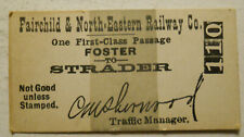 Unused Fairchild & North Eastern Railway Ticket Foster - Strader (Wisconsin) picture