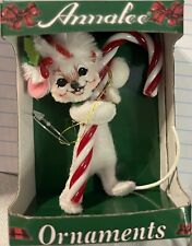 Annalee Doll White Mouse Holding Candy Cane Christmas Tree Ornament picture