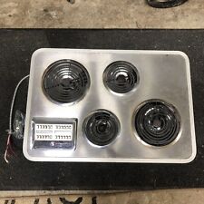 Vintage General Electric  silver Cooktop Range 4 Burner with button panel works picture