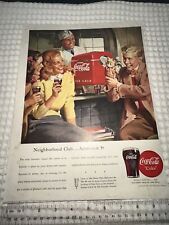 Coca-Cola  (print ad)  “ Neighborhood Club ” 10  X  13 Vintage Print Ad 1947 picture