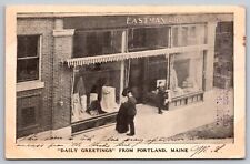 Daily Greetings From Portland Maine vintage postcard 1906 Lovers   (A1) picture