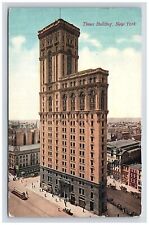 Postcard NY 1916 Times Building Street Cars People Walking View New York picture