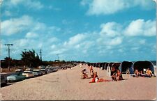 Postcard BEACH SCENE Fort Lauderdale Florida FL vintage cars Girls a3 picture