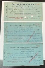 Patton Clay Works Industrial Factory PATTON PA, 1905, & 1920 pay checks picture