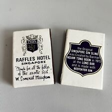 Lot of 2 Vintage Raffles Hotel Singapore S Maugham Matchbox Matchbook w/Matches picture