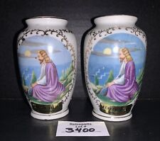 2 Vintage Kentucky Souvenir Jesus Ceramic Vases Renfro Valley picture
