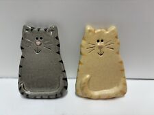 Vintage Ceramic Cute Cat Kitty Cat Ref Fridge Magnet Set of 2 New England USA 3