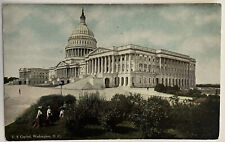 Washington DC US Capitol People in Bushes Vintage Postcard c1910 picture