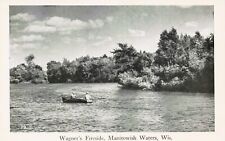 Wagner's Fireside Manitowish Waters Wisconsin 2 men in a rowboat post card picture