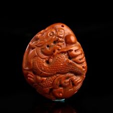 115g Top Grade Natural South Red Agate Stone Carved Dragon Crystal Large Pendant picture