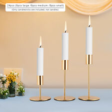 Set of 24 - Tabletop Candlestick Candle Holder Metal, Gold - Large/Medium/Small picture